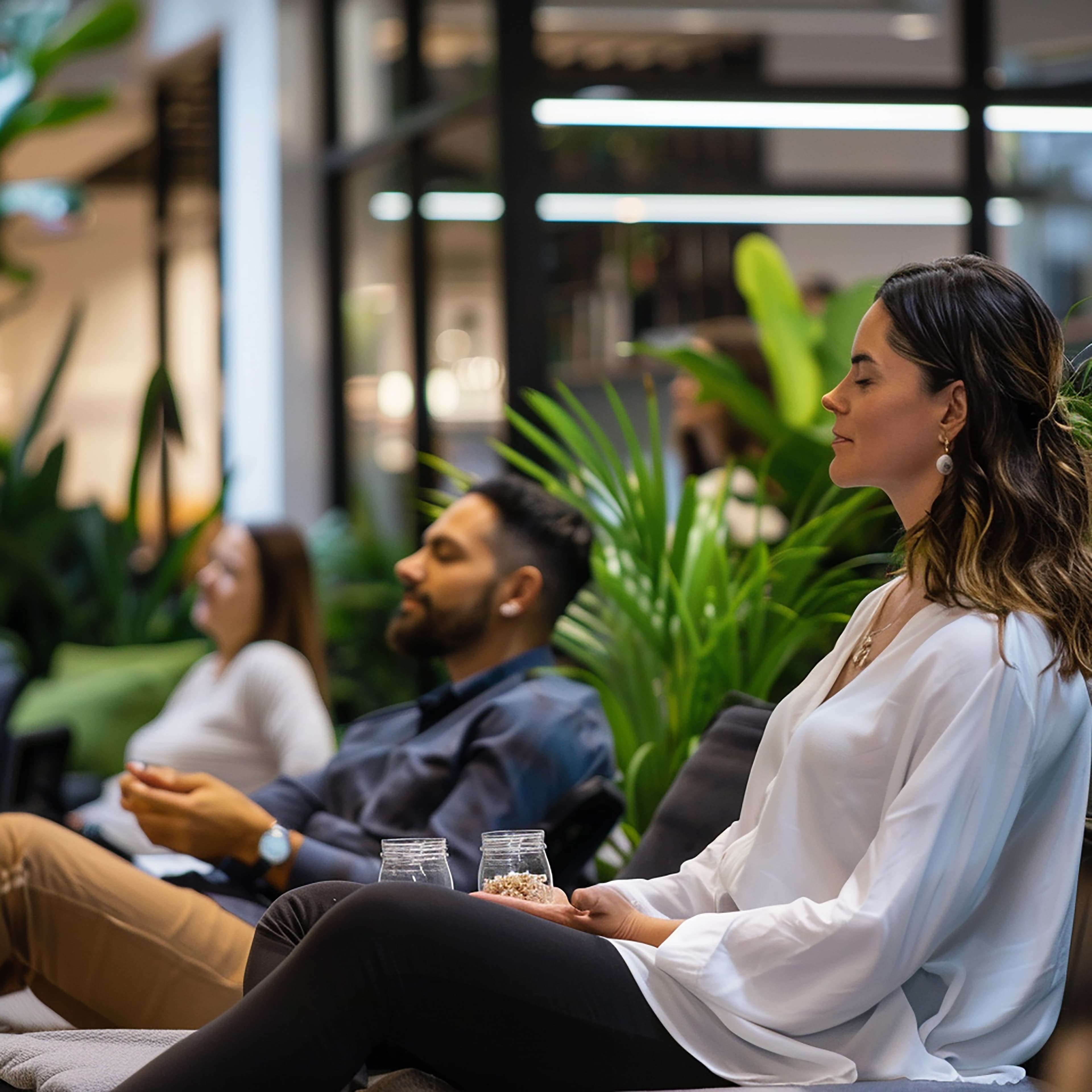 A guided mindfulness moment surrounded by greenery