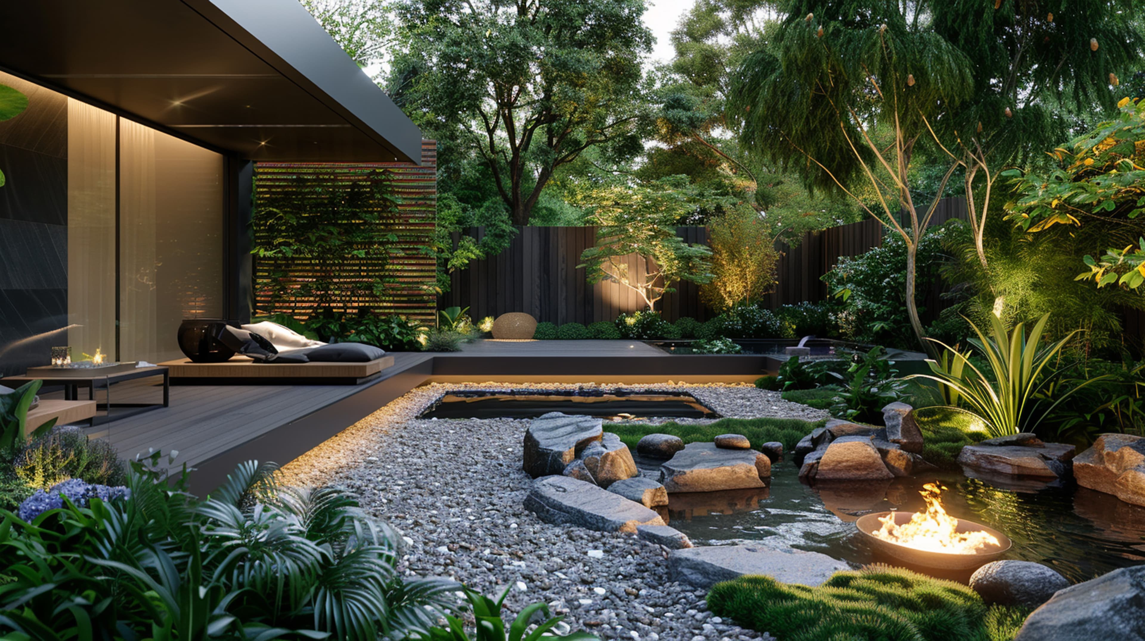 A contemporary Japanese-inspired garden space