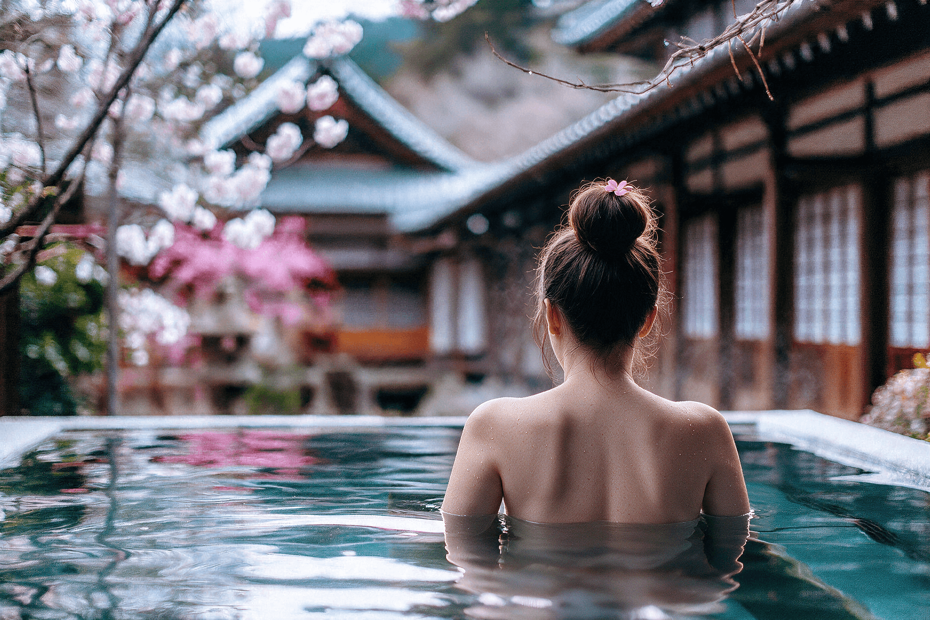 A quiet moment in a Japanese-style pool