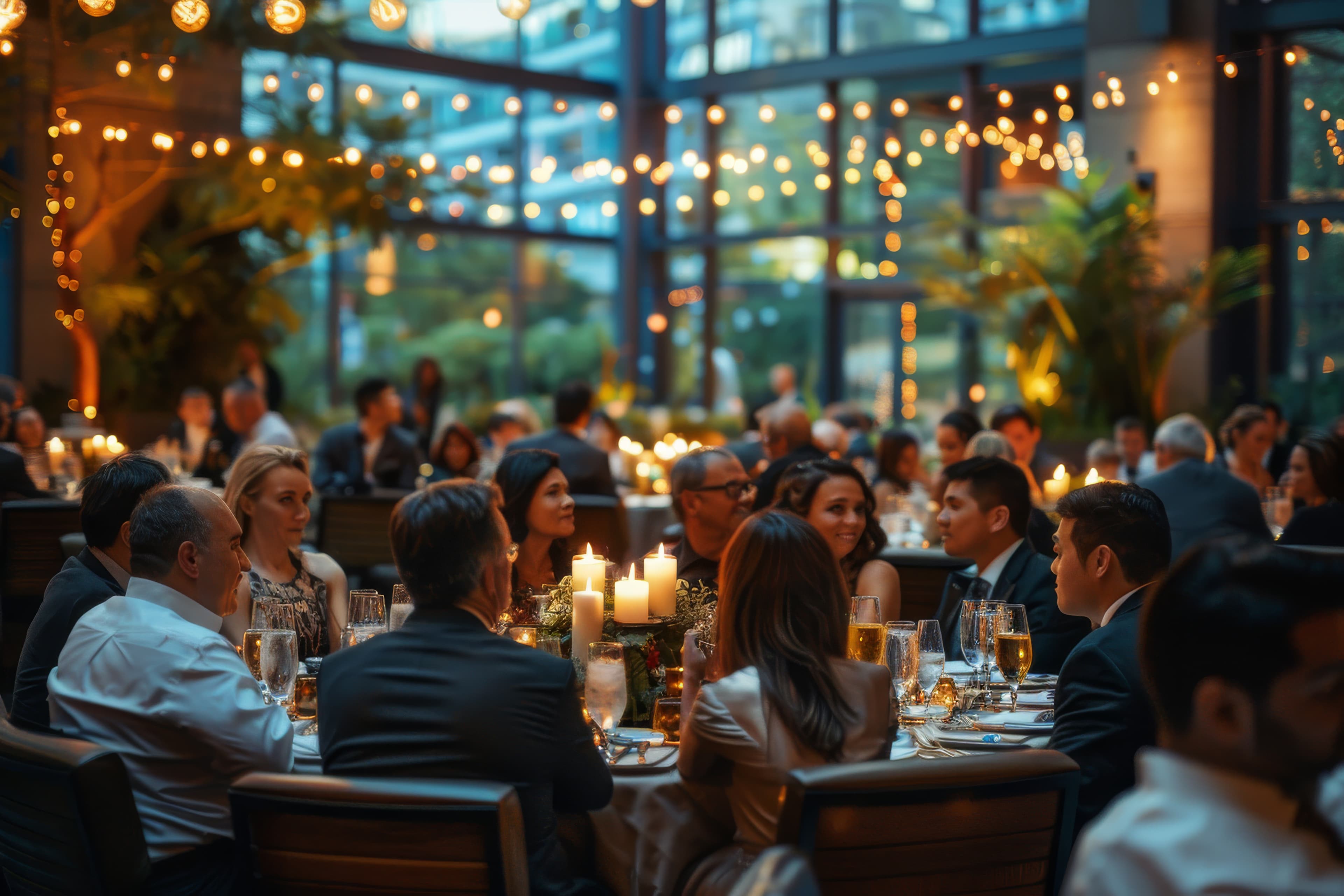 A corporate networking dinner